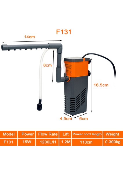 F131 15W Stili 220V Akvaryum Daldırma Su Filtre Pompası Mini Sessiz Balık Tankı Oksijen Hava Pompası Akvaryum Sünger Filtre Aksesuarı (Yurt Dışından)