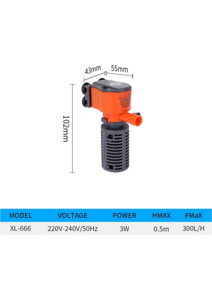 XL666 Tek Bölüm Stili Mini Akvaryum Iç Filtre Daldırma Balık Tankı Filtresi Su Pompası Filtrasyon Su Dolaşım Pompası 3W 5W Filtre Pompası (Yurt Dışından)