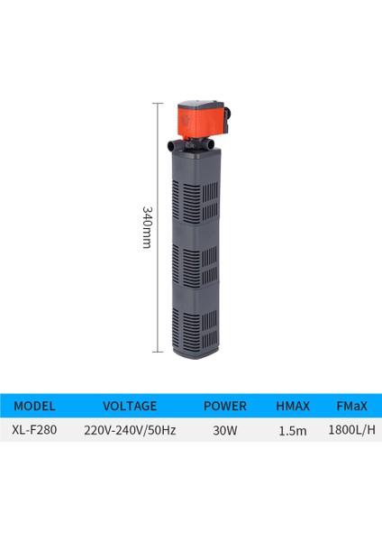 XL-F280 Stili Au Fiş 3 1 Akvaryum Filtresi Balık Tankı Filtresi Daldırılabilir Akvaryum Çok Fonksiyonlu Pompa Hava Oksijen Artırma Akvaryum Iç Filtre (Yurt Dışından)