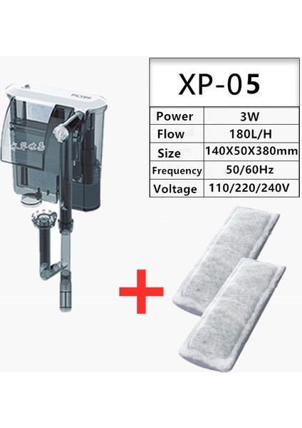 Xp-05 Stili Akvaryum Filtre Aksesuarları Hava Pompası Şelale Akvaryum Filtre Tankı Harici Duvara Monte Yağ Filmi Işleme Balık Tankı Pompası (Yurt Dışından)