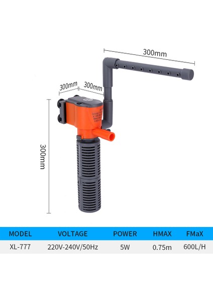 HX-777 Stili Ab Fişi 3 1 Akvaryum Filtresi Balık Tankı Filtresi Daldırılabilir Akvaryum Çok Fonksiyonlu Pompa Hava Oksijen Artırma Akvaryum Iç Filtre (Yurt Dışından)