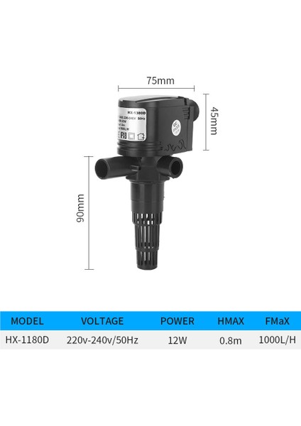 HX-1180D Stili Ingiltere Fişi Akvaryum Ump Çok Fonksiyonlu Daldırma Pompası Su Dolaşımı Filtreleme Oksijen Pompası Su Değişimi Küçük Balık Tankı Için (Yurt Dışından)