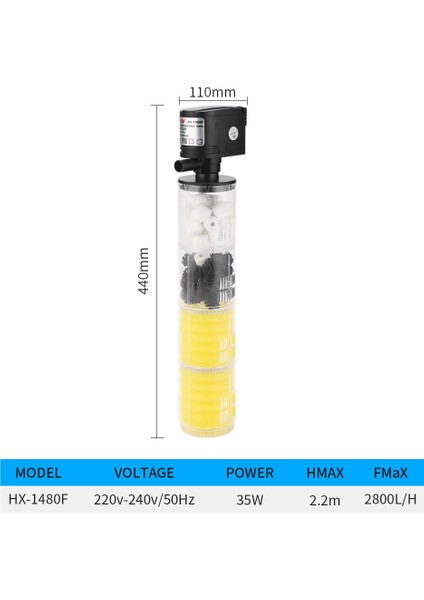 HX-1480F Stili Au Fişi Yedi Usta Akvaryum Filtresi Balık Tankı Filtresi Için Akvaryum Hava Pompası Oksijen Artırma Akvaryum Iç Filtre Akvaryum Pompası (Yurt Dışından)