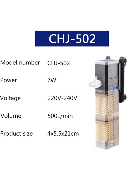 CHJ-502 Stili Au Fişi Akvaryum Filtre Pompası Süper 4ü 1 Arada Balık Tankı Daldırma Hava Oksijen Iç Pompası CHJ502CHJ602CHJ902CHJ1502 Su Pompası (Yurt Dışından)