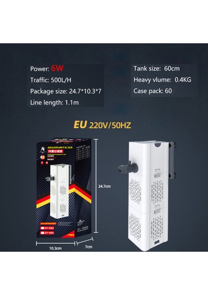 6W Ab Tarzı Akvaryum Filtre Pompası 4ü 1 Arada Balık Tankı Daldırma Hava Oksijen Iç Pompası Akvaryum Hava Pompası Dalga Pompası Akvaryum Powerhead Pompası (Yurt Dışından)