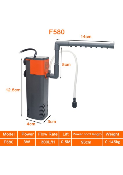 F580 3W Stili 220V Akvaryum Daldırma Su Filtre Pompası Mini Sessiz Balık Tankı Oksijen Hava Pompası Akvaryum Sünger Filtre Aksesuarı (Yurt Dışından)