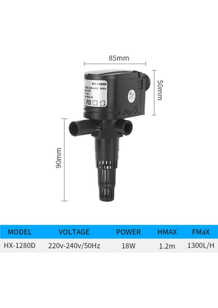 HX-1280D Stili Ingiltere Fişi Akvaryum Ump Çok Fonksiyonlu Daldırma Pompası Su Dolaşımı Filtreleme Oksijen Pompası Su Değişimi Küçük Balık Tankı Için (Yurt Dışından)
