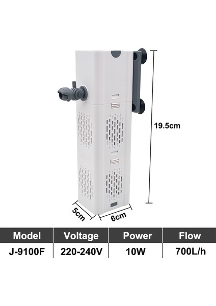 J-9100F Stili Ingiltere Fişi Akvaryum Filtre Pompası Balık Tankı Daldırma Sessiz Hava Aerator Iç Su Pompası Akvaryum Hava Pompası Dalga Yapıcı 220V (Yurt Dışından)