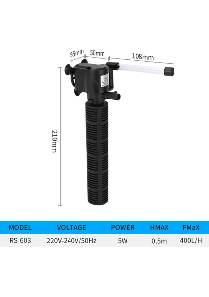 Rs 603 Ab Stili Akvaryum Balık Tankı Filtresi Mini Akvaryum Tankı Filtresi Akvaryum Oksijen Daldırma Su Arıtıcısı Yapıcı Sünger (Yurt Dışından)