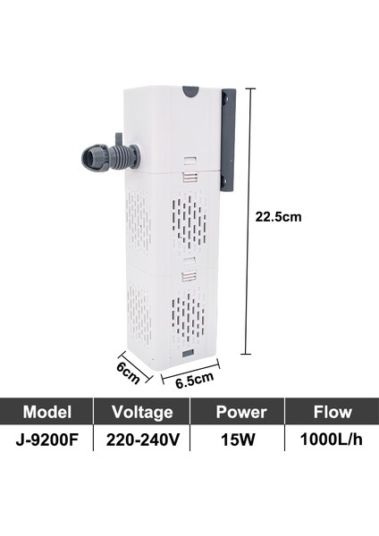 J-9200F Stili Ingiltere Fişi Akvaryum Filtre Pompası Balık Tankı Daldırma Sessiz Hava Aerator Iç Su Pompası Akvaryum Hava Pompası Dalga Yapıcı 220V (Yurt Dışından)