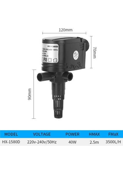 HX-1580D Stili Abd Fişi Akvaryum Ump Çok Fonksiyonlu Daldırma Pompası Su Dolaşımı Filtreleme Oksijen Pompası Su Değişimi Küçük Balık Tankı Için (Yurt Dışından)