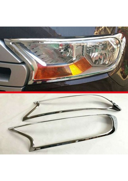 Ford Ranger Uyumlu 2016 2018 Ön Far Kaplama Abs(Plastik) Krom