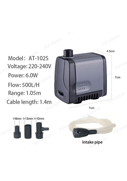 AT-102S Stili Ab Adaptör Fişi Atman Yeni At Serisi Akvaryum Enerji Tasarrufu Ultra Sessiz Dalgıç Pompa, Bahçe Göleti Dekoratif Sulama Pompası Kayaç Pompası (Yurt Dışından)