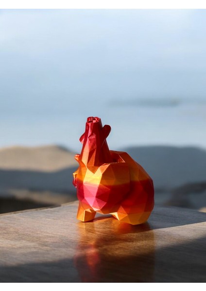 Heart Tasarım Vazo - Geometrik Kalp Dekoratif Vazo - 20 cm - Sert Plastik