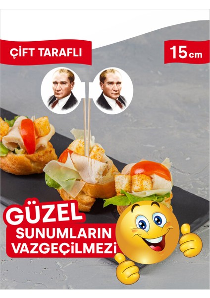 Atatürk Portresi Baskılı Bayrak Kürdan