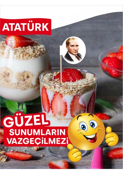 Atatürk Portresi Baskılı Bayrak Kürdan