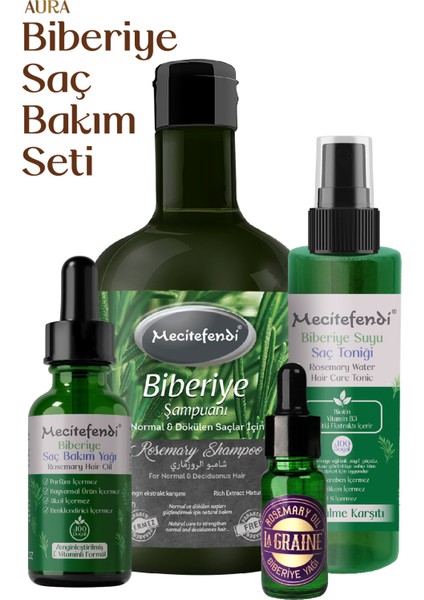 Biberiye Saç Bakım Seti Aura - Yıpranmış Saçlar İçin Güçlendirici Set