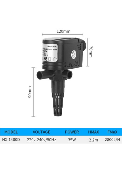 HX-1480D Stili Au Fişi Akvaryum Ump Çok Fonksiyonlu Daldırma Pompası Su Dolaşımı Filtreleme Oksijen Pompası Su Değişimi Küçük Balık Tankı Için (Yurt Dışından)