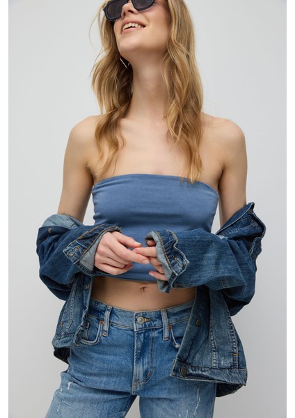 Crop Top Asit Yıkamalı