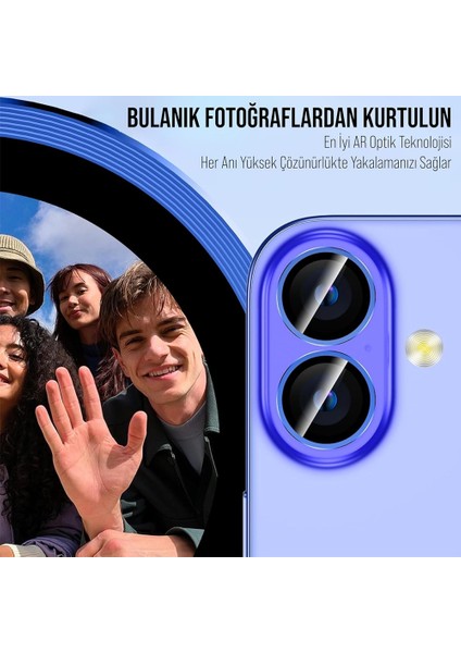 Iphone 16/16 Plus Ile Uyumlu Darbeye Dayanıklı Mekanizmalı Safir Kamera Lens Koruyucu Mavi fırsatları