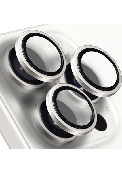 Iphone 16 Pro / 16 Pro Max Ile Uyumlu Darbeye Dayanıklı Mekanizmalı Safir Kamera Lens Koruyucu Gri
