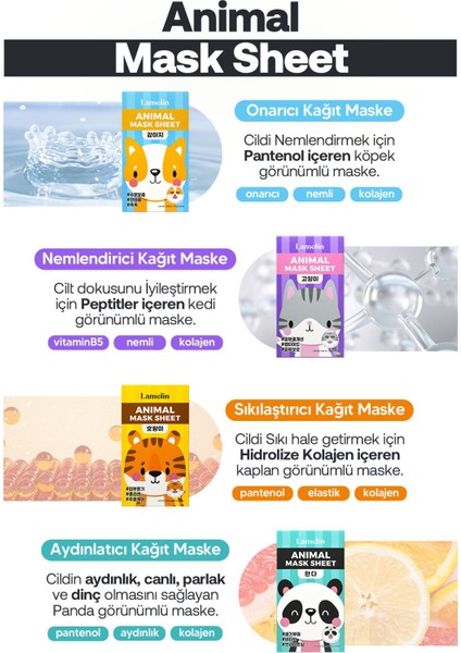 Kedi Desenli Eğlenceli, Nemlendirici Kağıt Maske Lamelin Animal Mask Cat fiyatları