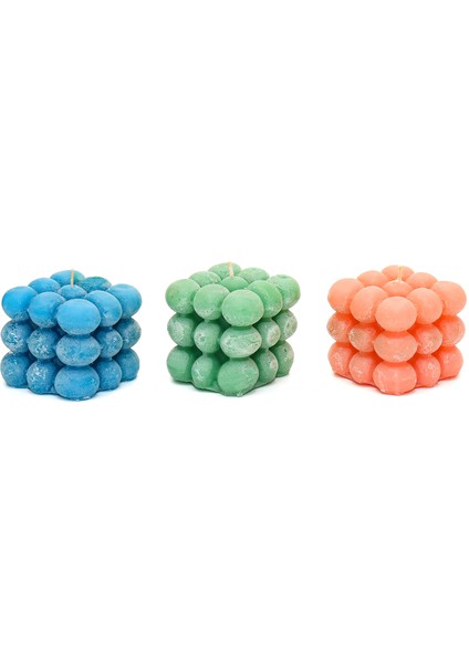 Dekoratif Pembe-Mavi-Yeşil Bubble Mum Seti fiyatları
