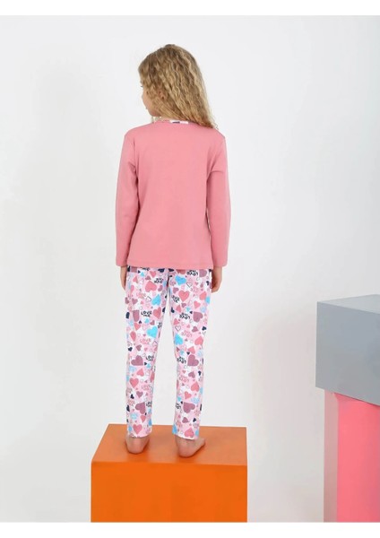 Kız Çocuk Love Me Baklı Uzun Kollu %100 Pamuklu Düğme Detaylı Pijama Takımı 6/9 Yaş modelleri