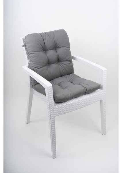 Neva Pofidik Antrasit Arkalıklı Sandalye Minderi Özel Dikişli Bağcıklı 44X84 cm