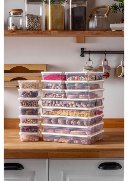 24'lü Set Freshbox Mikrodalga ve Difrize Uygun Saklama Kabı Krem