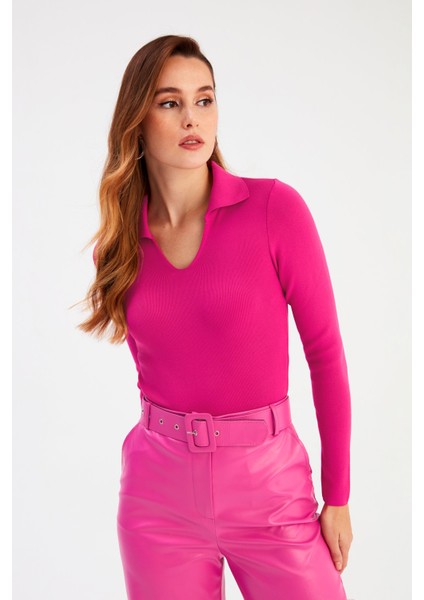 Polo Yaka Triko - Fuşya