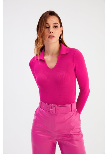 Polo Yaka Triko - Fuşya fiyatları