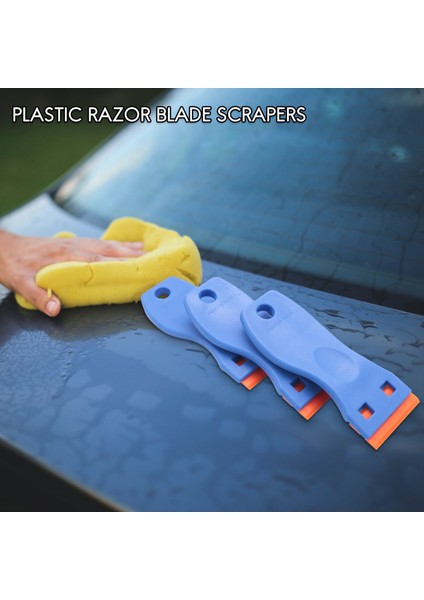 3 Adet Plastik Tıraş Bıçağı Kazıyıcılar ve 100 Adet 1.5 Inç Çift Kenarlı Plastik Tıraş Bıçağı Otomatik Pencere Tonu Vinil Aracı (Yurt Dışından) fiyatları