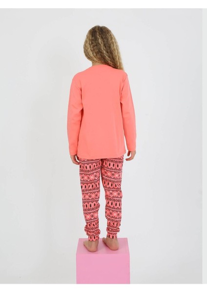 Kız Çocuk Uzun Kollu %100 Pamuklu Pijama Takımı 6/9 Yaş indirimleri