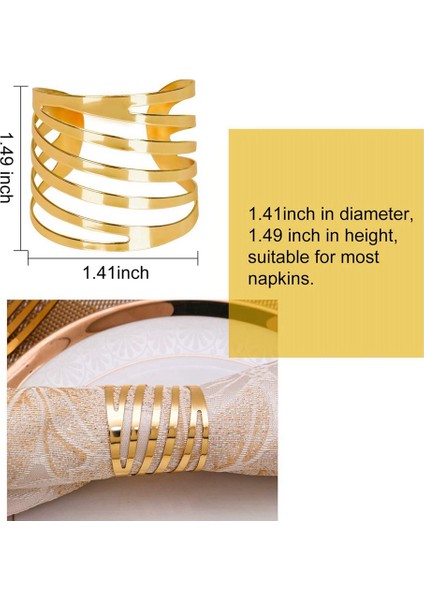 Altın Peçete Halkaları 18 Set, Düğün Noel Aile Toplantısı Masa Dekorasyon Için Içi Boş Peçete Halkası Tutucu (Yurt Dışından)