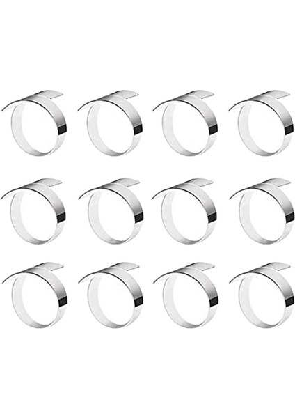 12 Adet Peçete Halkası, Daire Peçete Tutucu Düğün Noel Partisi Yemeği Masa Dekor Gümüş (Yurt Dışından)