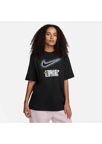 Nsw Tee Oc2 Bf Festival Kadın Siyah Loose Fit T-Shirt FV4262