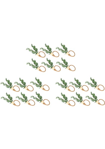 18 Parça Okaliptüs Peçete Halkaları El Yapımı Ahşap Boncuk Ev Dekor Düğün, Parti, Vb Için Sahte Yeşillik Peçete Sahipleri (Yurt Dışından)