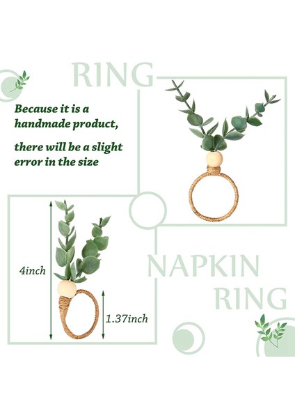 18 Parça Okaliptüs Peçete Halkaları El Yapımı Ahşap Boncuk Ev Dekor Düğün, Parti, Vb Için Sahte Yeşillik Peçete Sahipleri (Yurt Dışından) modelleri