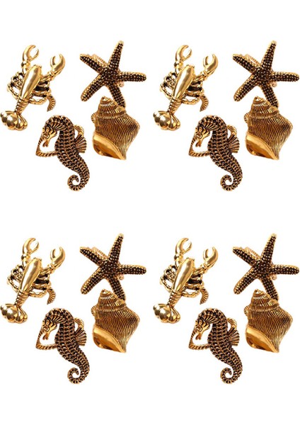 16 Adet Deniz Serisi Kabukları Denizyıldızı Hipokampus Peçete Halkası Modeli Odası High-End Otel Peçete Toka Peçete Halkası Yemek (Yurt Dışından)