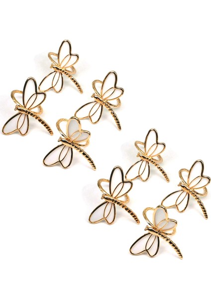 8 Parça Set, Altın Yusufçuk Peçete Halkası Peçete Tutucu, Düğün Yemeği Için Kullanılan Yemek Masası Dekorasyon Masa Dekorasyonu (Yurt Dışından)