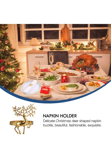 12X Noel Süslemeleri Altın Peçete Halkası Restoran Noel Partisi Için Dayanıklı Narin Geyik Peçete Halkası Tutucu (Yurt Dışından)