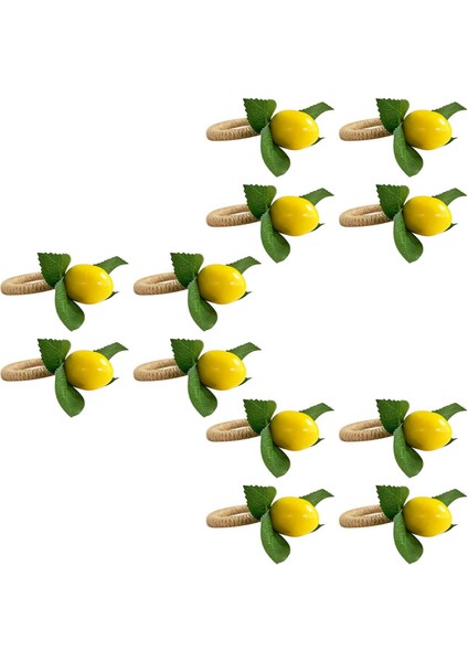 12 Adet Simülasyon Limon Bitki Peçete Halkası Meyve Yemeği Toka Otel Modeli Odası Peçete Halkası Peçete Toka Parti Malzemeleri (Yurt Dışından)