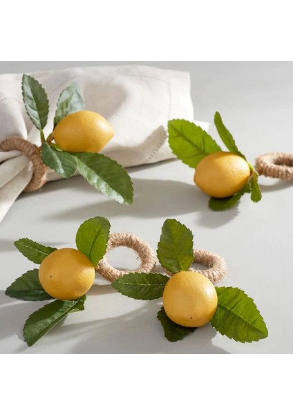 12 Adet Simülasyon Limon Bitki Peçete Halkası Meyve Yemeği Toka Otel Modeli Odası Peçete Halkası Peçete Toka Parti Malzemeleri (Yurt Dışından) indirimleri
