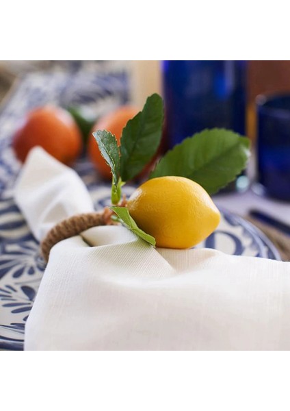 12 Adet Simülasyon Limon Bitki Peçete Halkası Meyve Yemeği Toka Otel Modeli Odası Peçete Halkası Peçete Toka Parti Malzemeleri (Yurt Dışından)