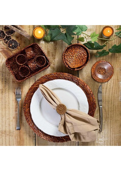 Sonbahar Peçete Halkaları 18'li Set, Masa Ayarı Için Vintage Peçete Halkası, Düğün Için El Yapımı Rattan Peçete Halkaları Tutucu (Yurt Dışından) indirimleri