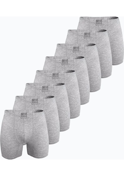 Erkek Gri 8 Li Premium Collection Modal Uzun Boxer 8M250