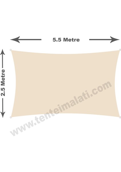 2.5x5.5 Metre Su Geçirmez Dikdörtgen Gölgelik Oxford Kumaş