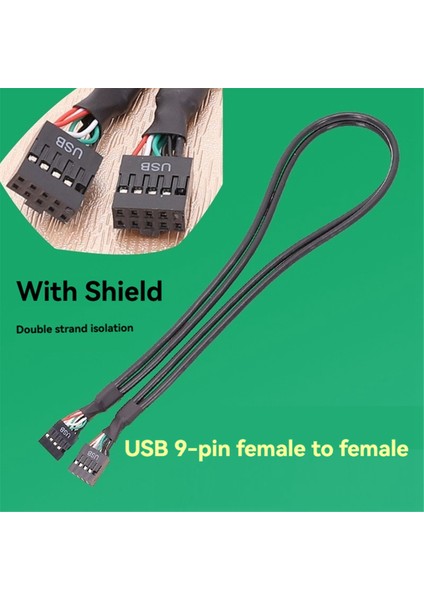 Dişi-Dişi Dahili Kablo Usb2.0 Anakart Başlık Kablosu (Yurt Dışından)