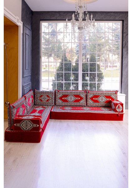 Şark Köşesi Takımı Kırmızı Yahyalı Modeli 9 Parça (20 cm Minder Kalınlığı) modelleri